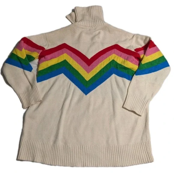 Show Me Your Mumu‎ Weston Rainbow Chevron Knit Sweater Half Zip Womens Medium - Picture 10 of 12